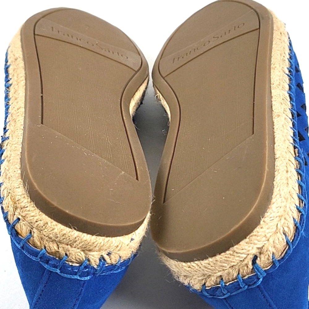 Franco Sarto Blue Suede Laser-Cut Espadrille Flats - Picture 13 of 16